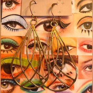 Striking Handcrafted Teardrop Brass Earrings